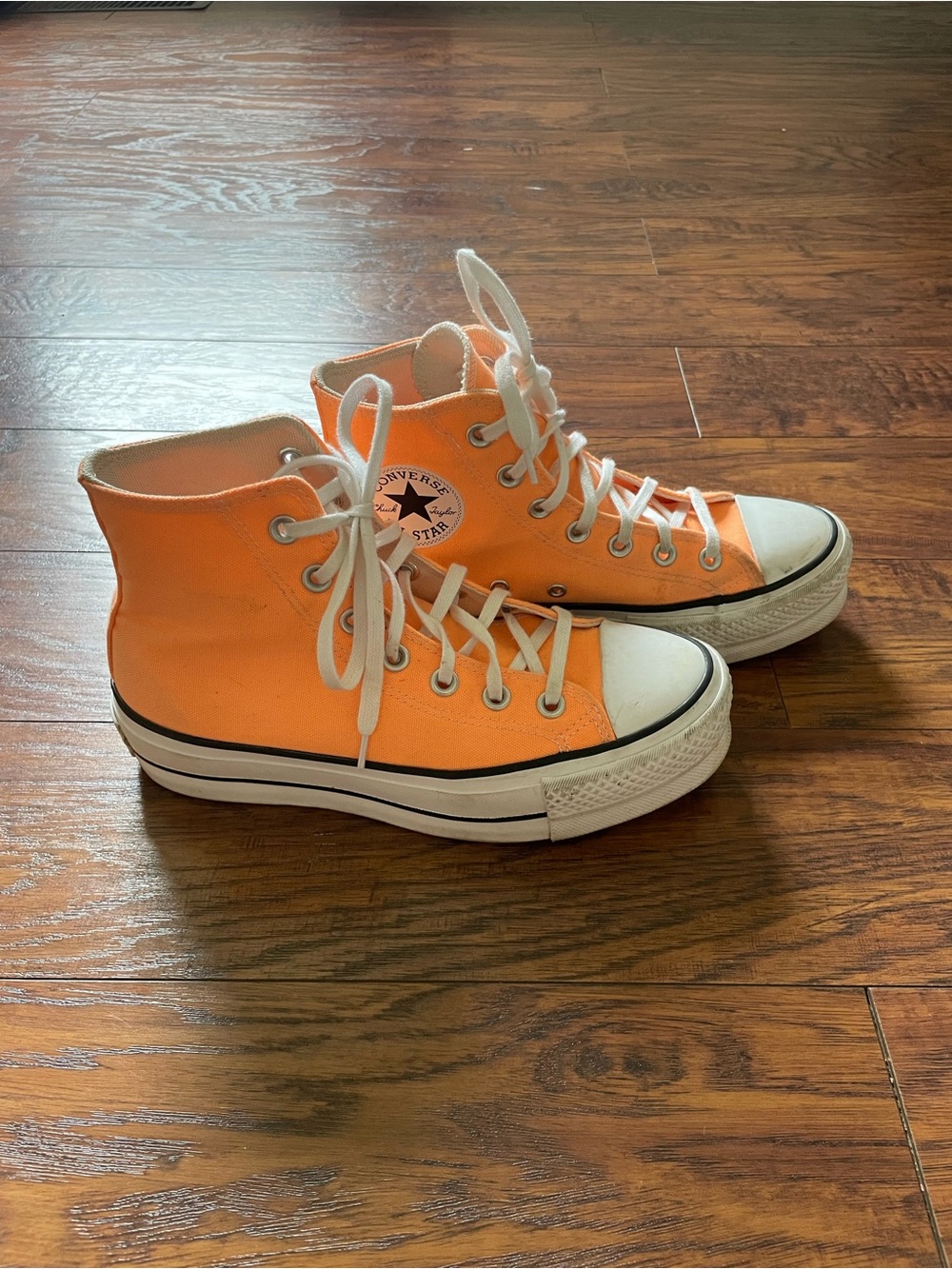 Neon Orange Platform Converse
